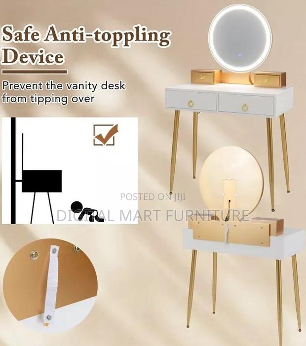 White Dressing Table With Two Drawers for Storage - thumbnail 2