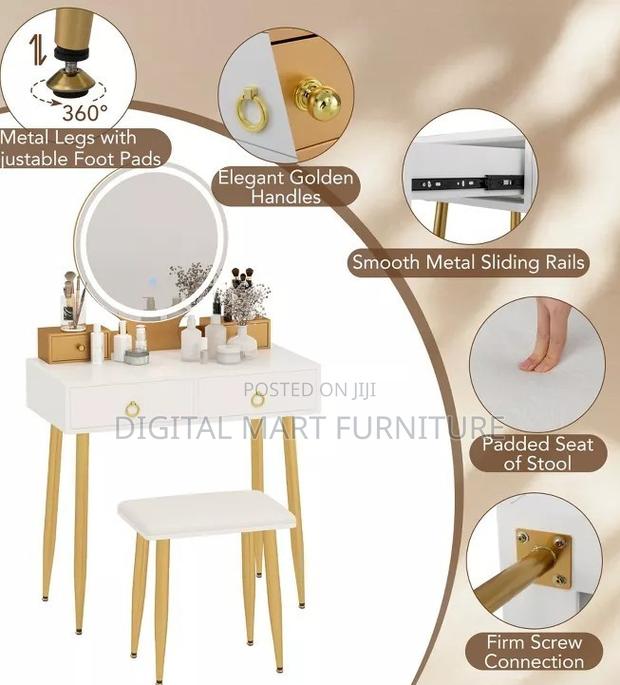 White Dressing Table With Two Drawers for Storage - thumbnail 4