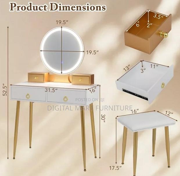 White Dressing Table With Two Drawers for Storage - thumbnail 5