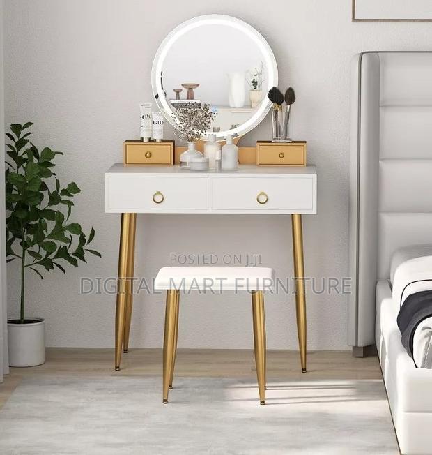 White Dressing Table With Two Drawers for Storage - thumbnail 6