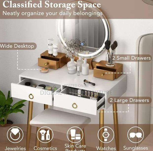 White Dressing Table With Two Drawers for Storage - thumbnail 10