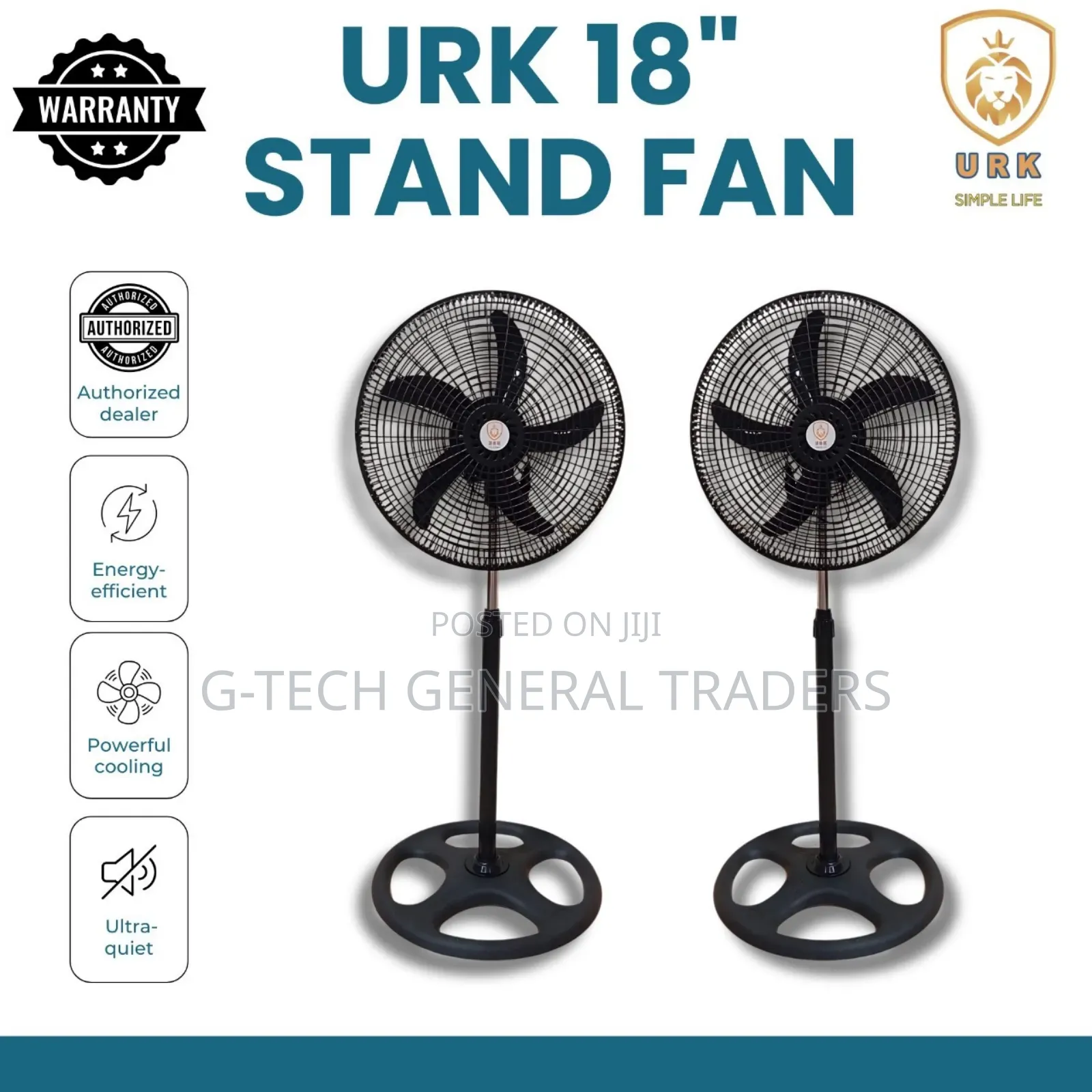 Urk 18inch Heavy Standing Fan With Round Base