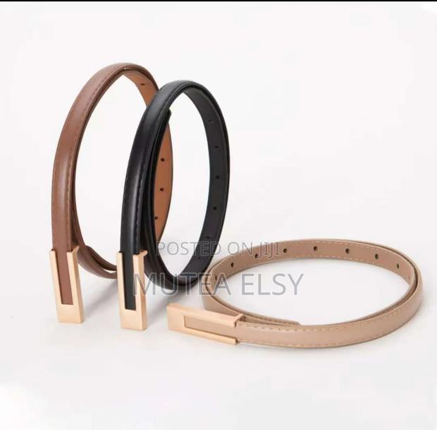 Black,Beige Brawn Ladies Official Narrow Waist Belts