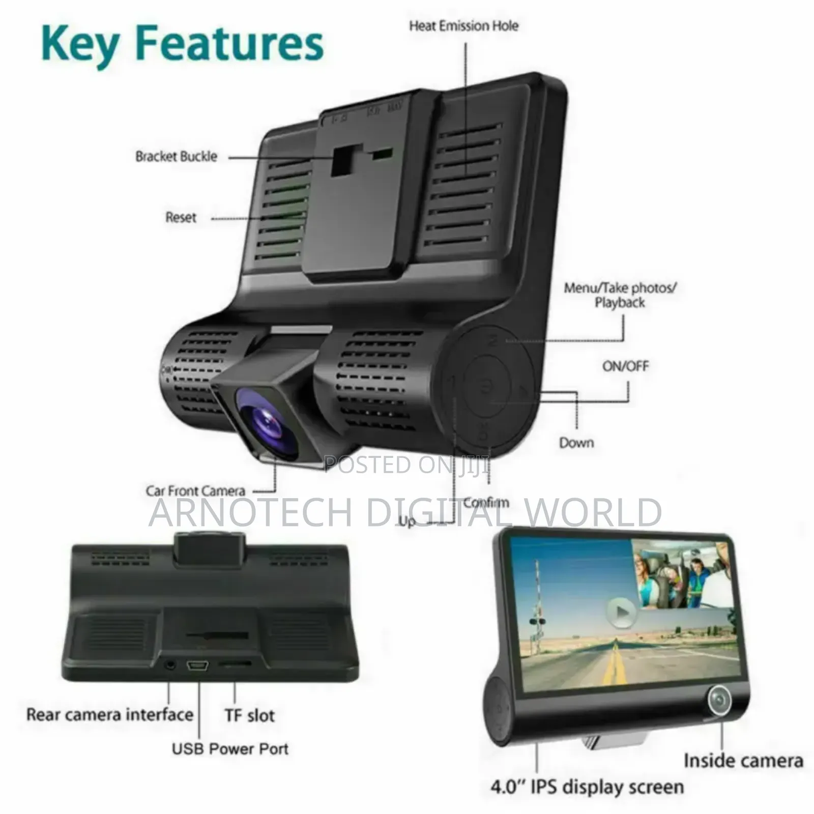 3 in 1hd 1080p Dash Cam 3 Camera