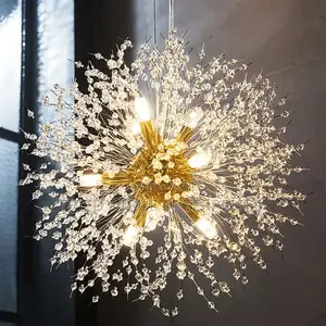 Modern Gold Dandelion Crystal Fireworks Chandelier Light Yt4