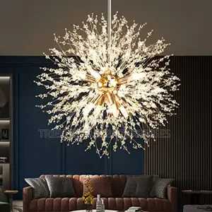 Modern Gold Dandelion Crystal Fireworks Chandelier Light Yt4