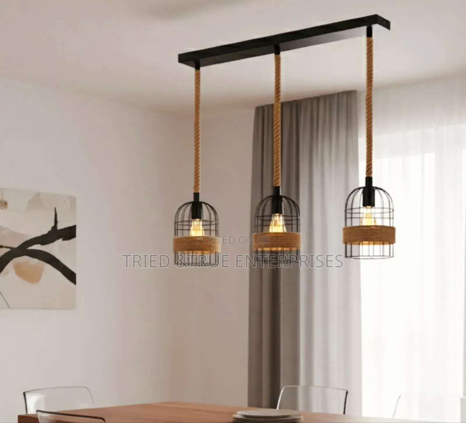 Unique Hemp Rope 3 in 1 Hanging Pendants Light Qt4z
