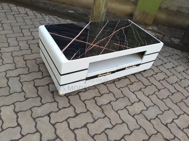 Modern Table White 2by 4 Feet Marble Top Black - main view