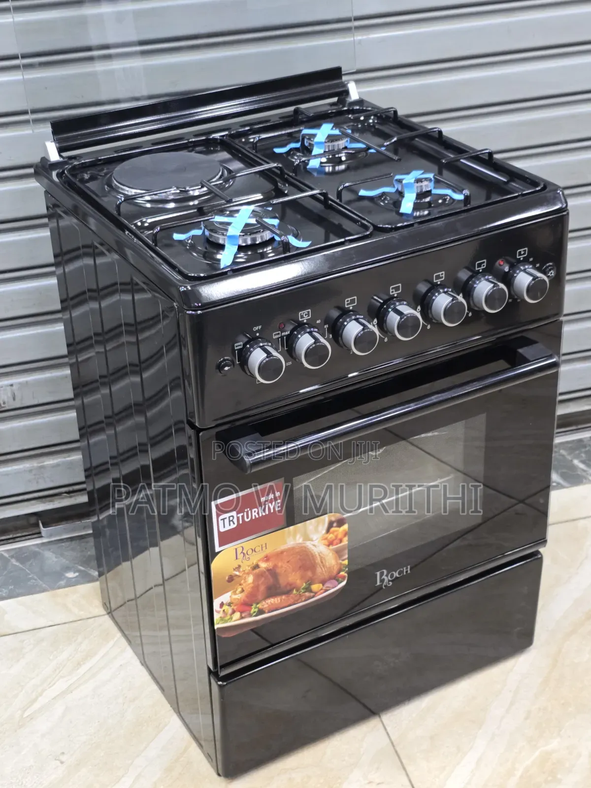 Roch Standing Cooker 60×60 3g+1e ,Electric Oven Jet Valve (Black)