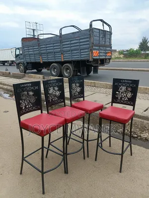 High Bar Laser Cut, Powder Coated Chairs Black and Red 