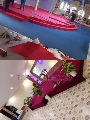 Praise and Worship Area Red Altar Carpets Installation