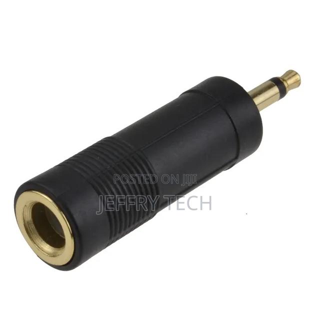6.35mm Mono Jack Socket to 3.5mm Mono Jack Plug Audio Adapter Gold