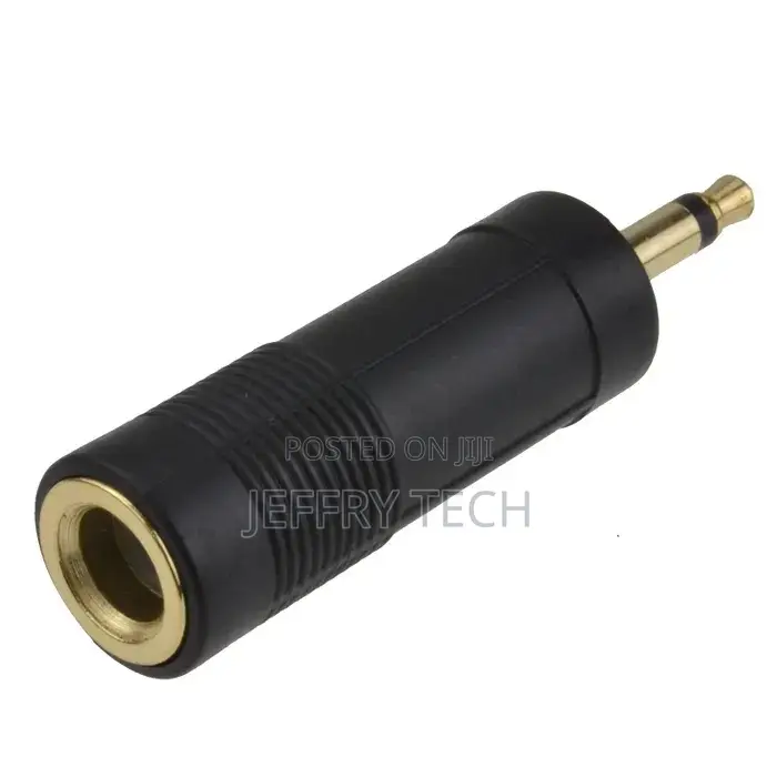 6.35mm Mono Jack Socket to 3.5mm Mono Jack Plug Audio Adapter Gold