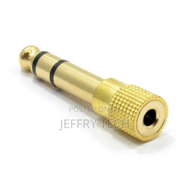 3.5mm Stereo Jack Socket to 6.35mm Stereo Male Plug Adapter Gold