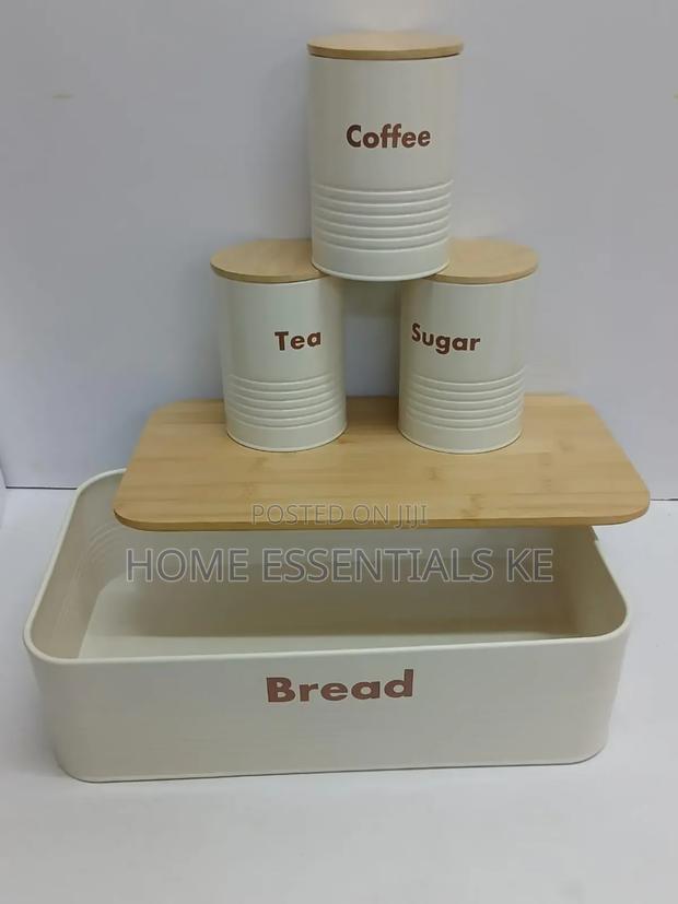 Metallic Bread Bin Box With Wooden Base - thumbnail 3