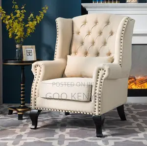 Home Chair; Fabric Upholstered Accent Chair With Plush Cushion Seat