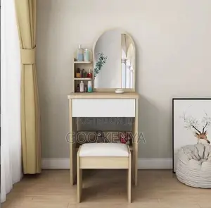 Home Dressing Table;White Lacquer Makeup Vanity With Mirror and Stool