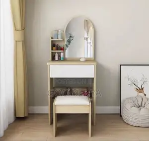 Home Dressing Table;White Lacquer Makeup Vanity With Mirror and Stool