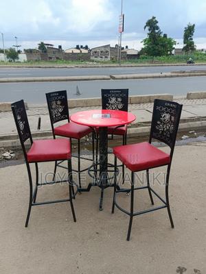 High Bar Chairs and Table, With Coated Frame, Red and Black - main view