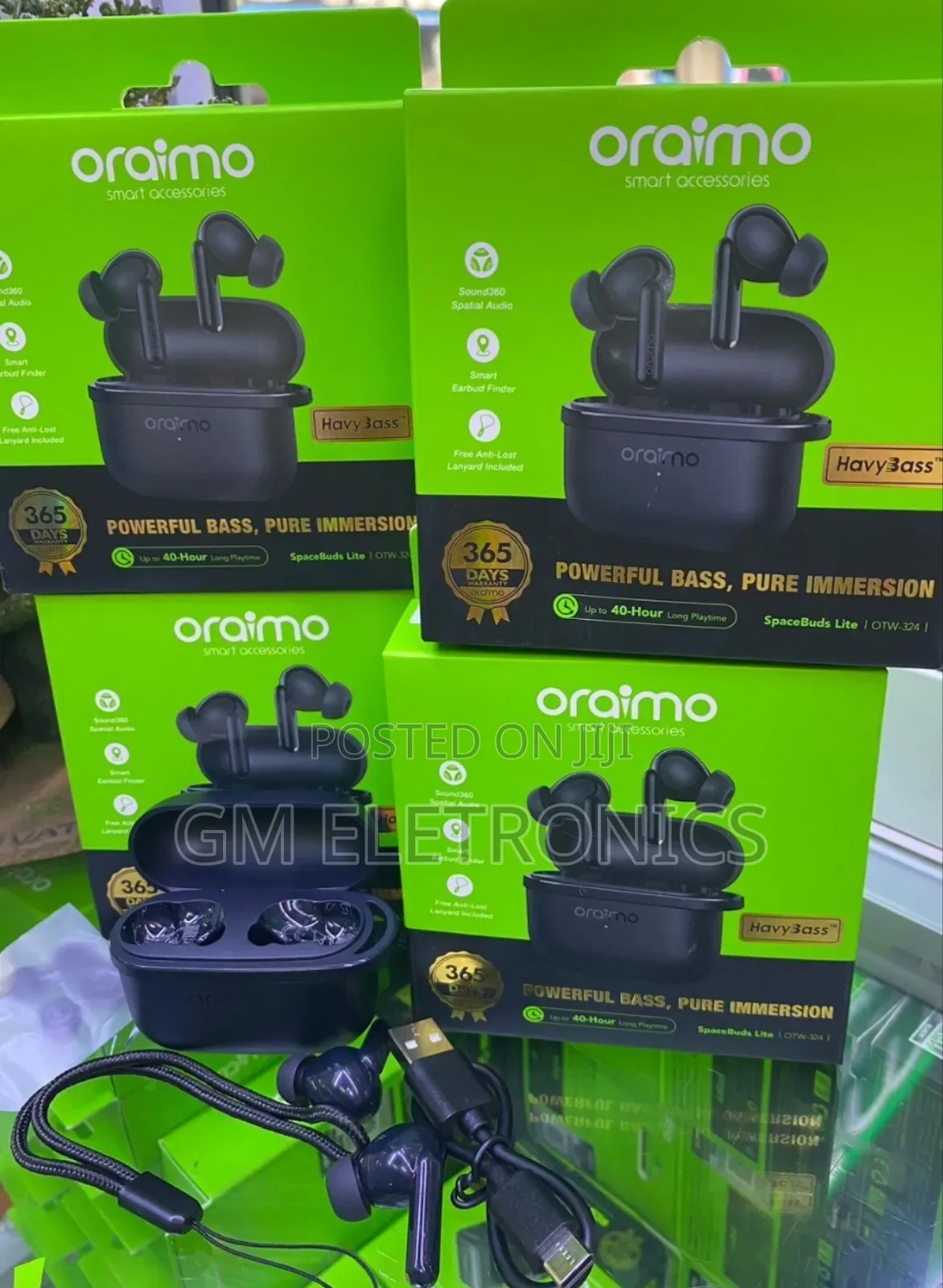 Oraimo Spacebuds Lite Sound360 Anti-Lost True Wireless Earbuds- Black.