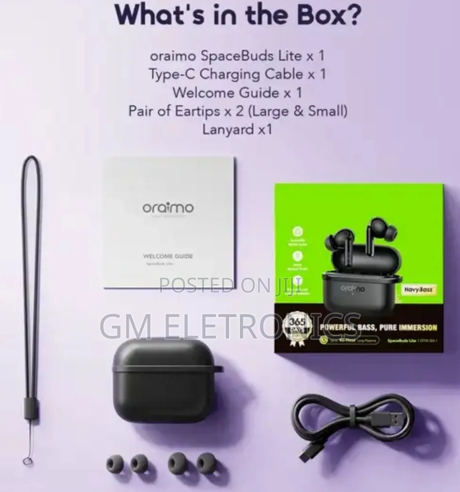 Oraimo Spacebuds Lite Sound360 Anti-Lost True Wireless Earbuds- Black.