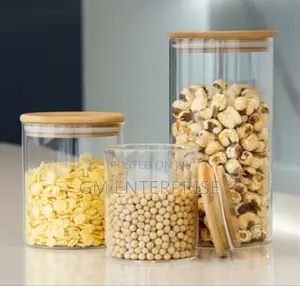 Air Tight Glass Cereal Container With Bamboo Lid Available