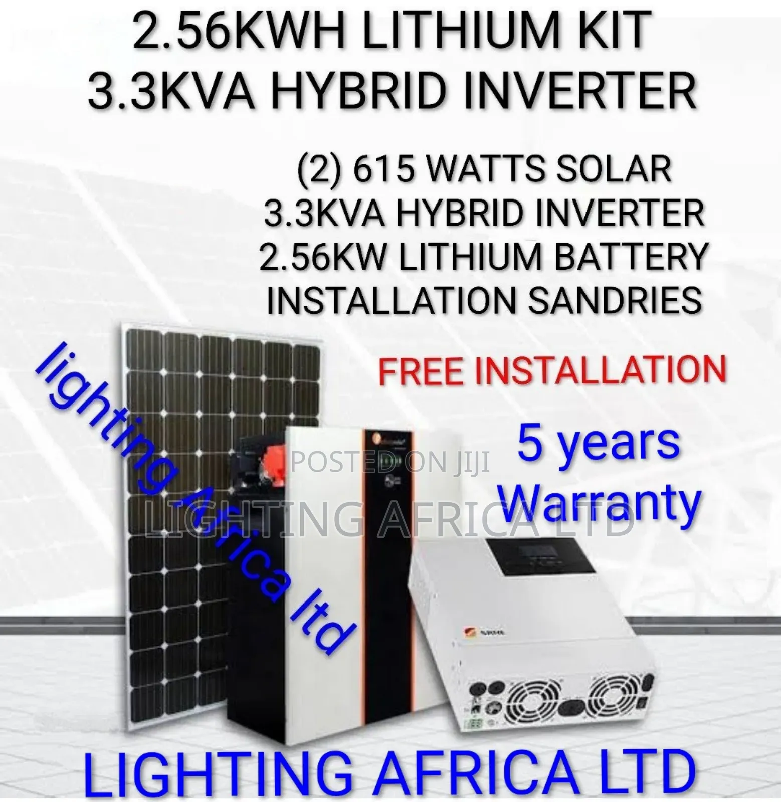 Boma Off-Grid 2.56kwh Lithium - 3.3kva Inverter Solar Full Package