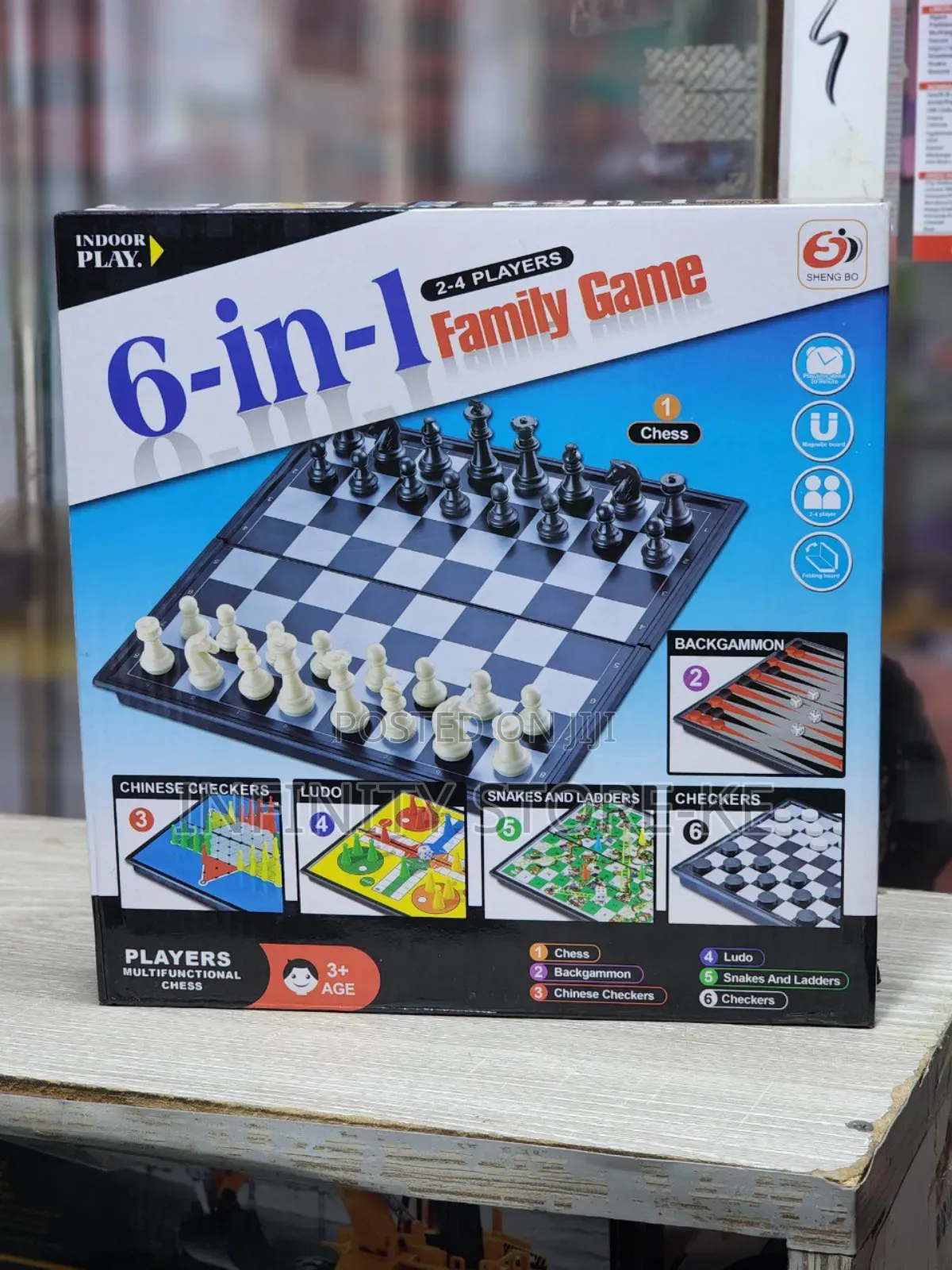 6in 1 Family Board Game Set – Chess, Ludo, Checkers, Snakes Ladders