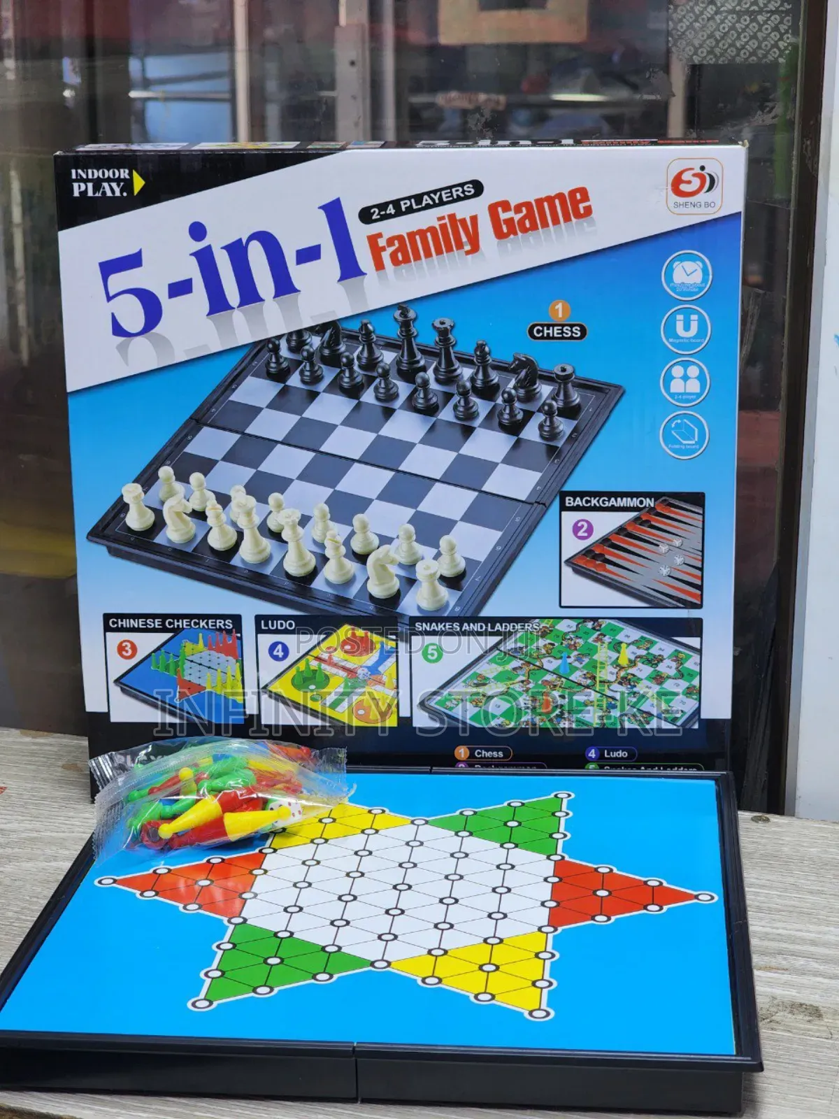 5in 1 Family Board Game Set Chess, Ludo, Snakes Ladders
