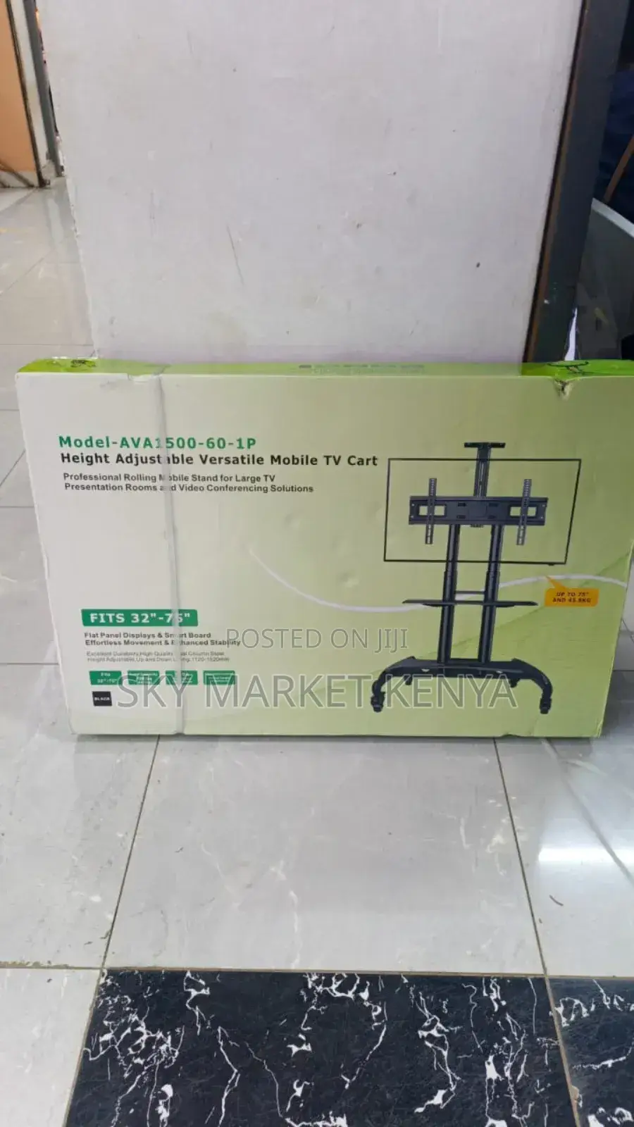 Tv Trolley Stand Model -Ava-1500 Height Adjustable Fits 32"-75"