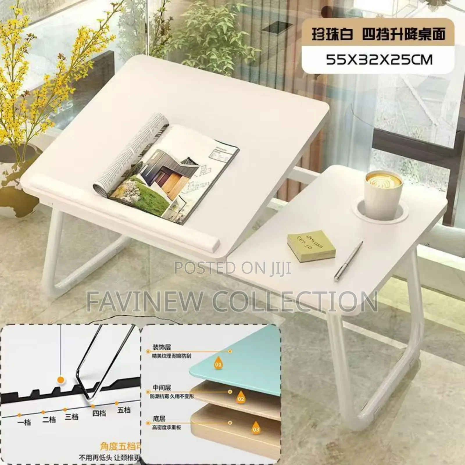 Adjustable Tilting Laptop Folding Table Stand Desk Bed Table