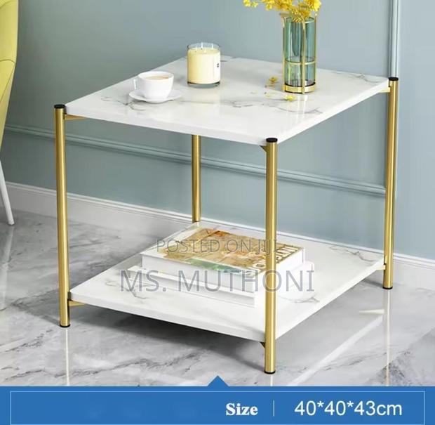 *Premium Luxury Simple Side Table* White/ Gold - main view