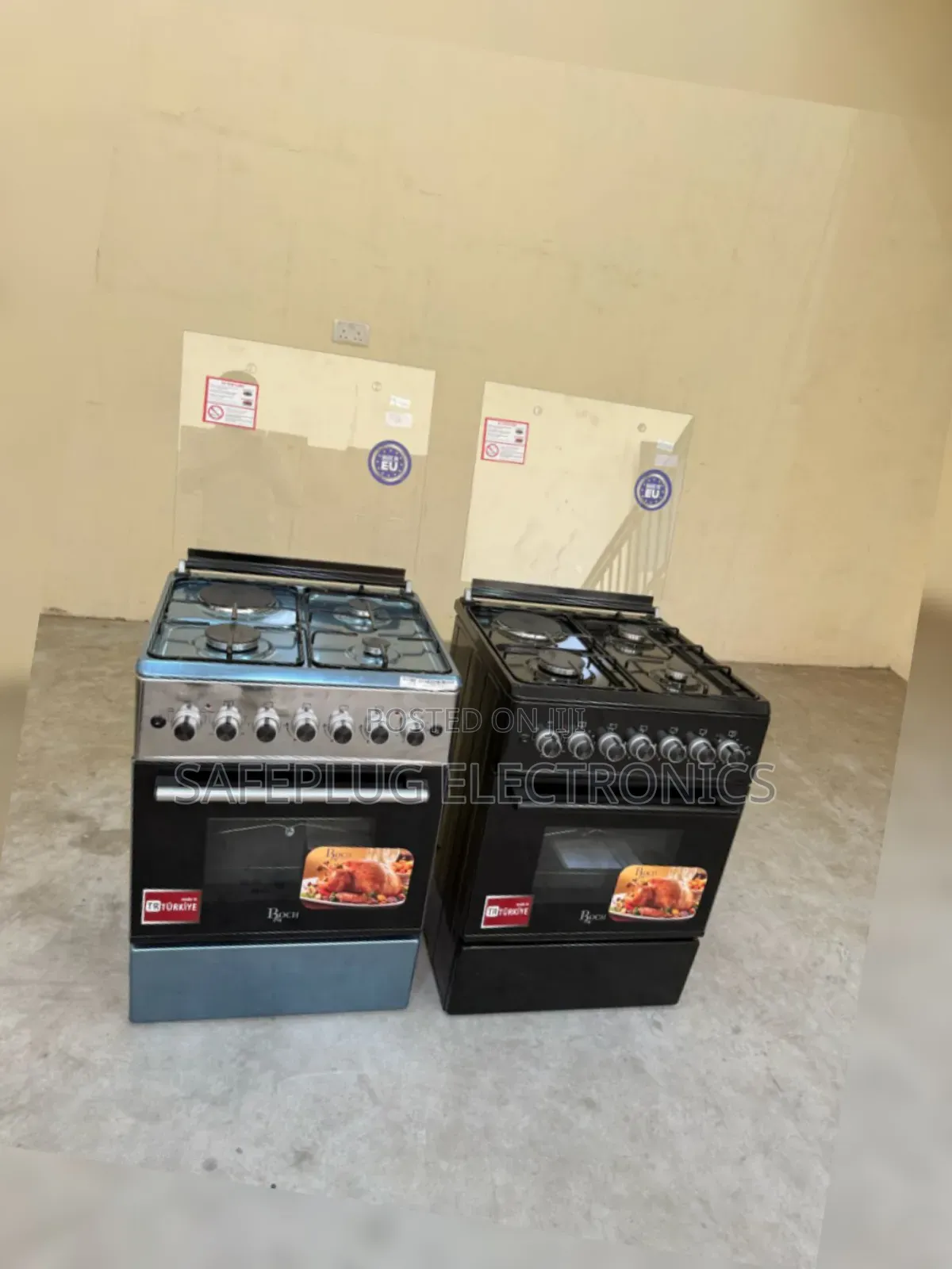 Roch 3+1 Gas Cooker (Black) - Space-Saving Design | Free Shelves