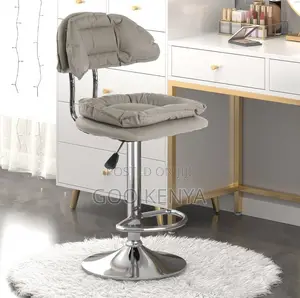 Home Stool; Durable Metal Frame Bar Stool With Leather-Look Seat