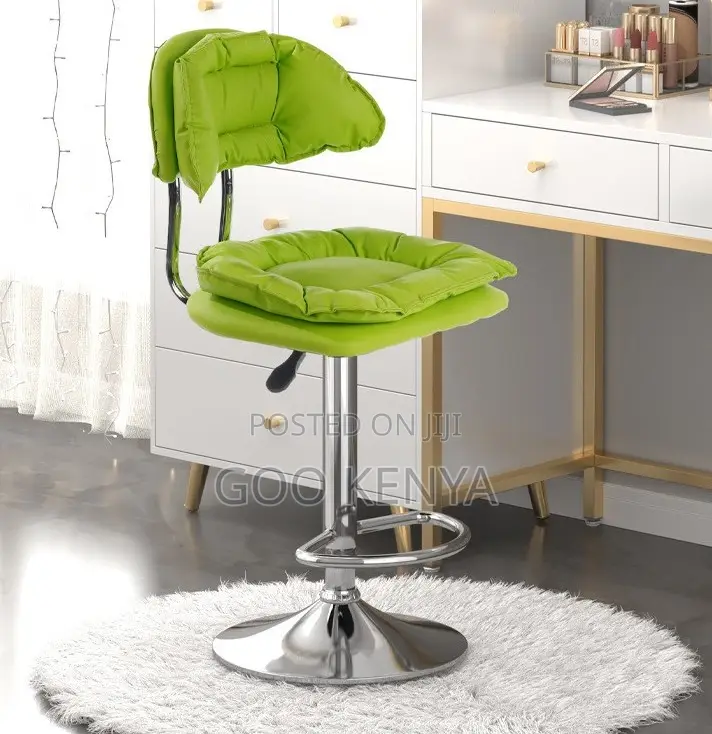 Home Stool; Durable Metal Frame Bar Stool With Leather-Look Seat