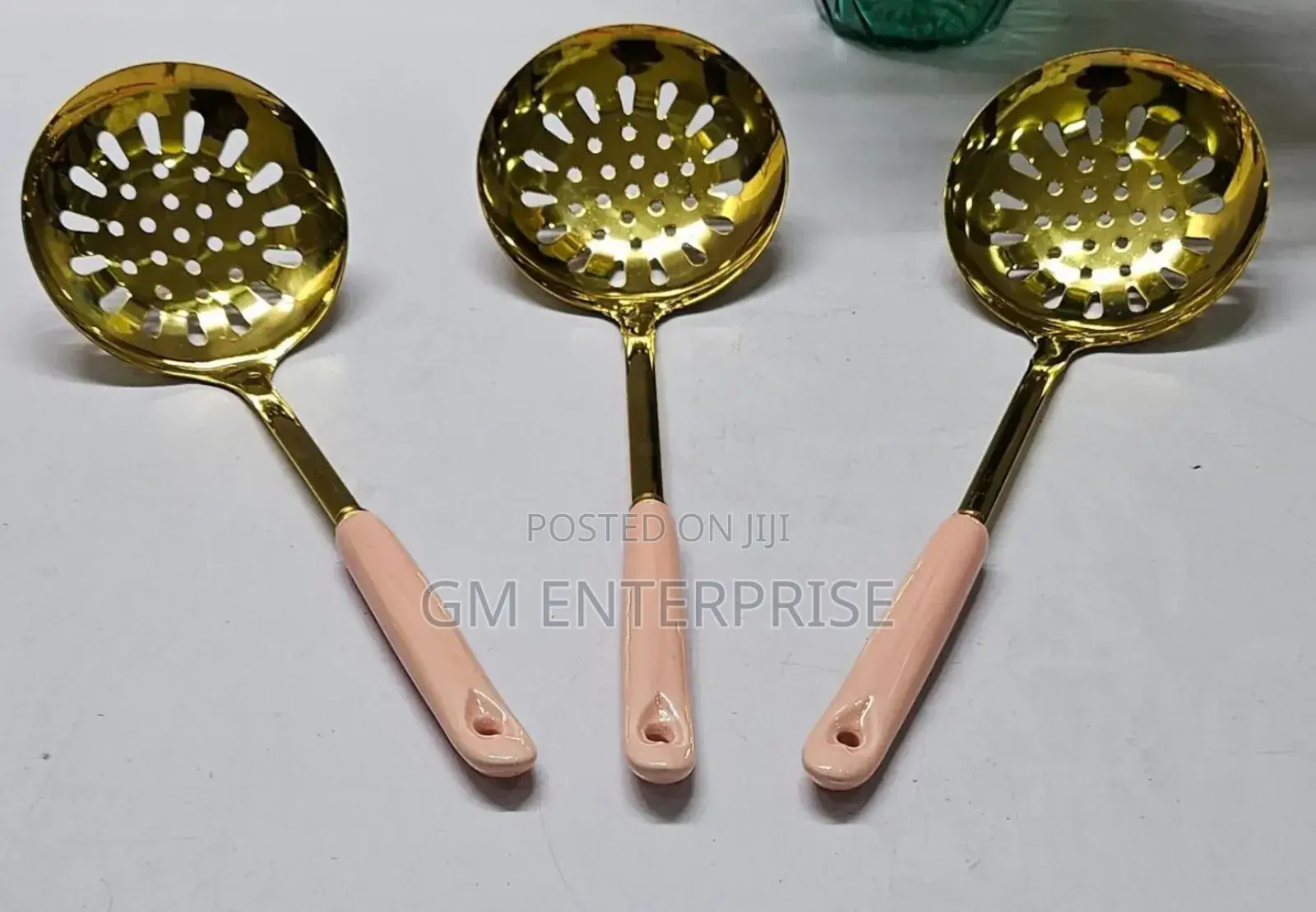 Golden Serving Spoon With Ceramic Handle Available