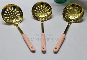 Golden Serving Spoon With Ceramic Handle Available