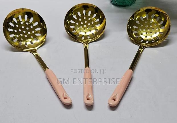 Golden Serving Spoon With Ceramic Handle Available
