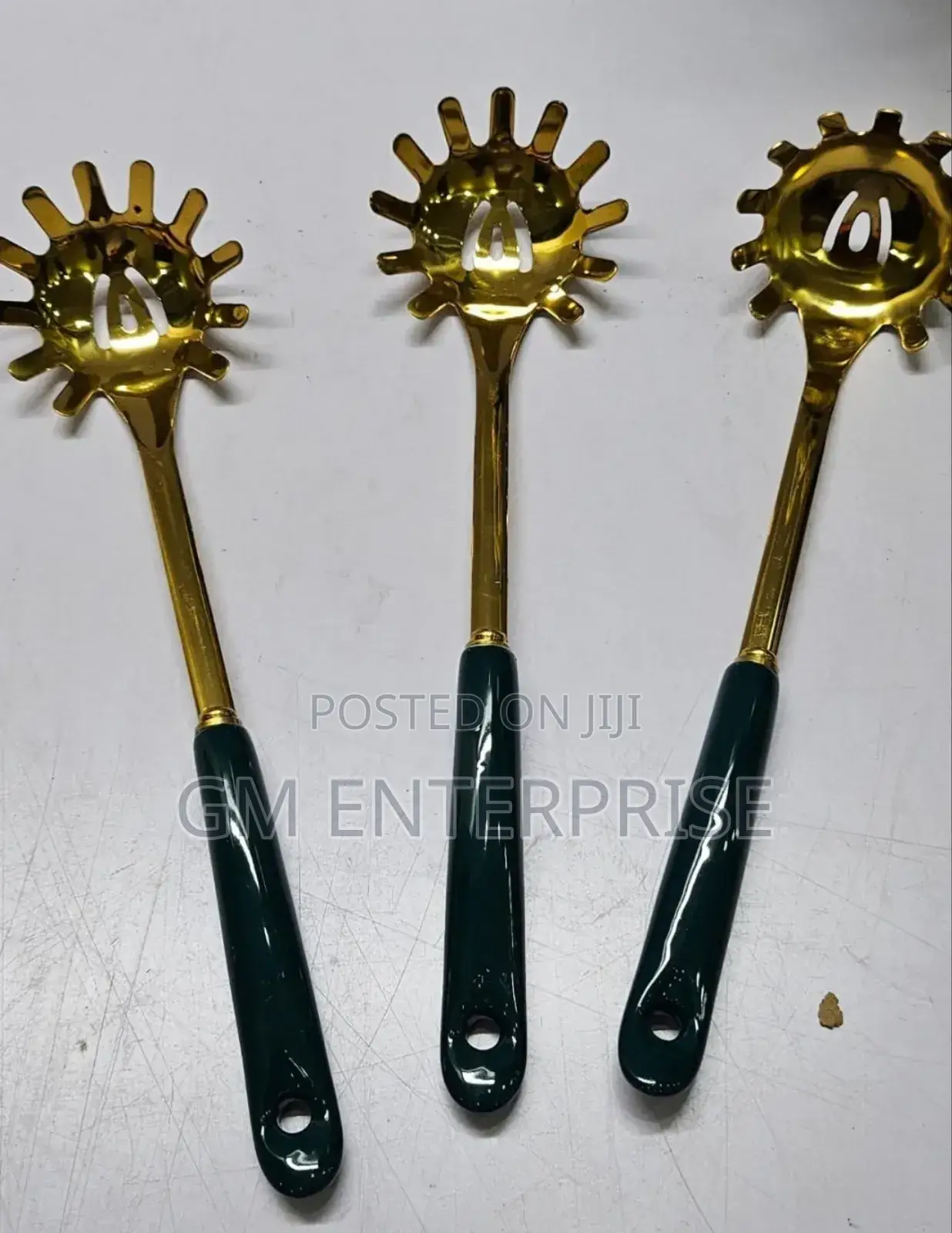 Golden Serving Spoon With Ceramic Handle Available