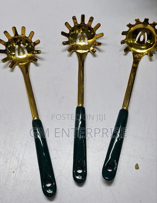 Golden Serving Spoon With Ceramic Handle Available - thumbnail 2