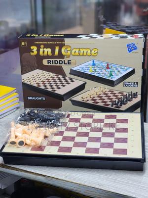 3in1 Quality Board Game ~Chess,Checkers, Draught,Snake and Ladders - thumbnail 2