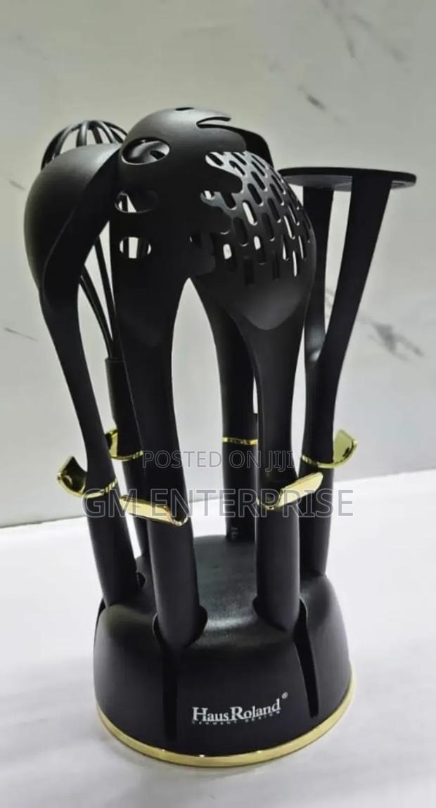 Haus Roland Rotating Stand 7pc Silicone Kitchen Utensil Set