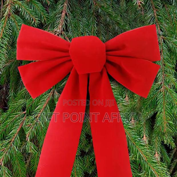 Large Christmas Bow Red Velvet Bow Christmas Tree Topper Decorations - thumbnail 3