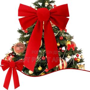 Large Christmas Bow Red Velvet Bow Christmas Tree Topper Decorations - thumbnail 2