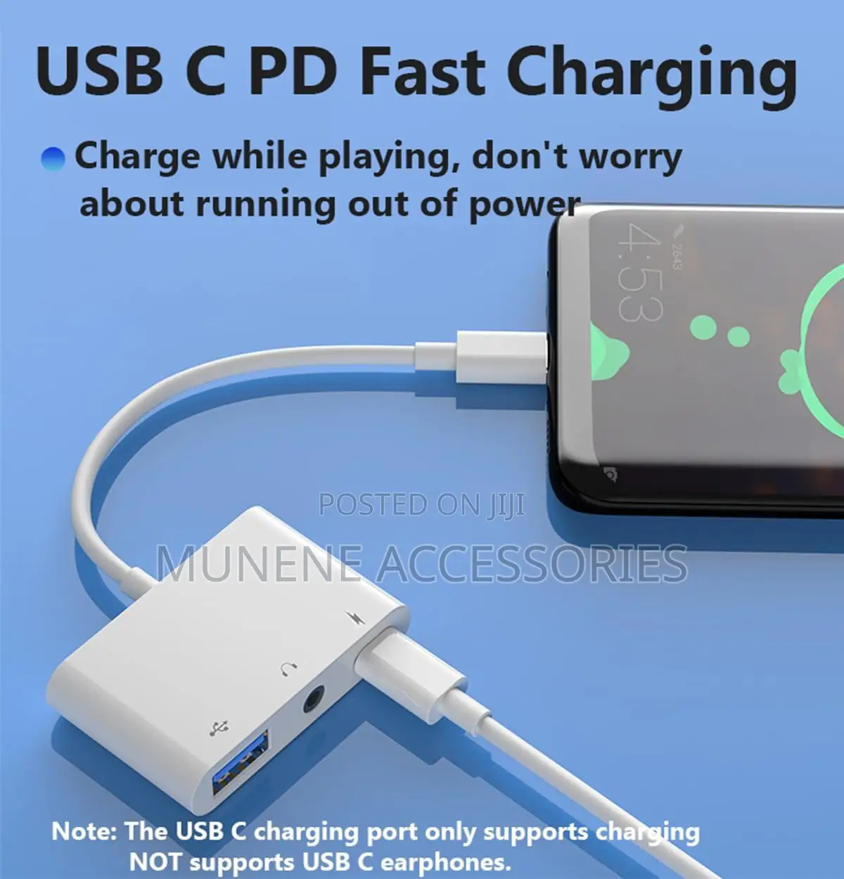 3-in-1 Usb C to Usb-a Otg Splitter With 3.5mm Audio Jack and Pd Fast