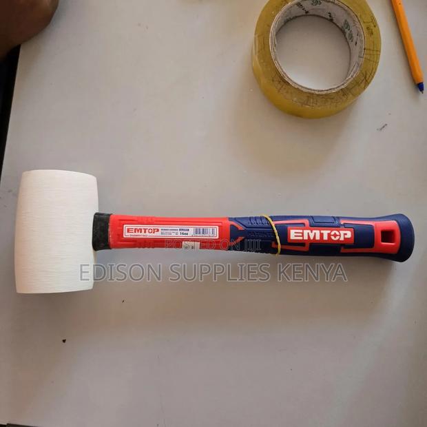 Rubber Hammer Mallet 16oz White Head Emtop Rubber Mallets 450 Grams - thumbnail 3