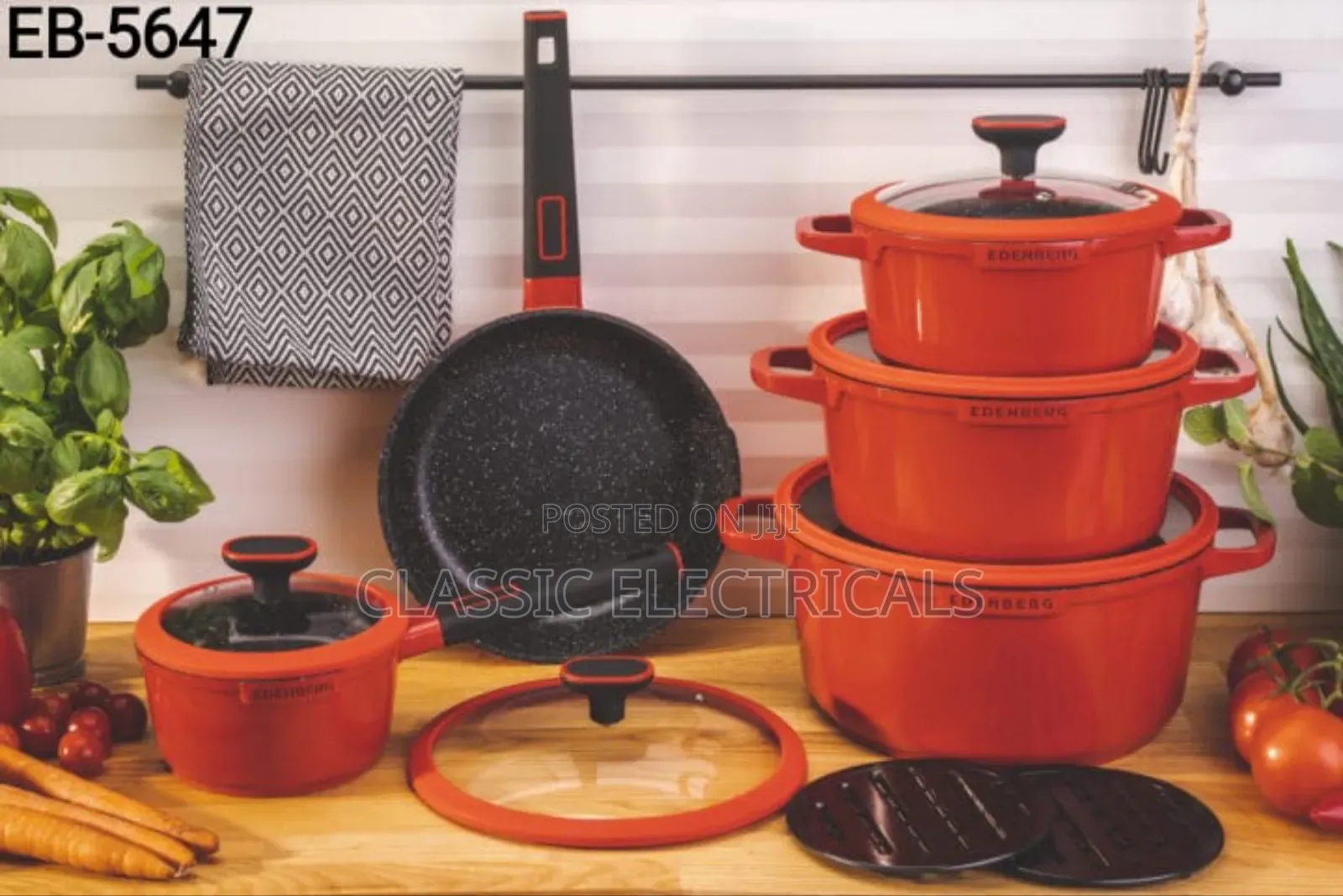 Eb 5647 12pcs Edenberg Marble Cookware Set