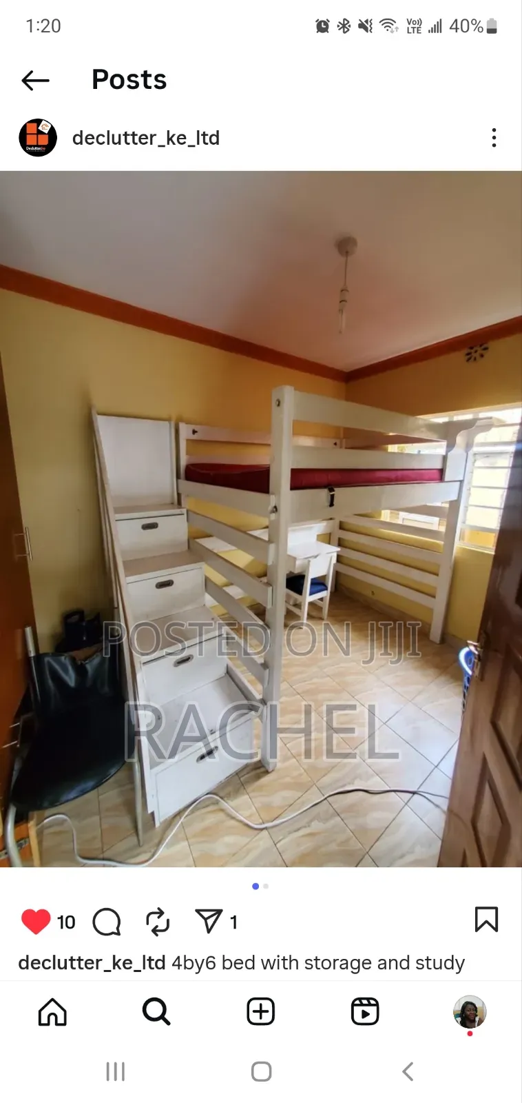 4by6 Top Bunk Bed With Study Table
