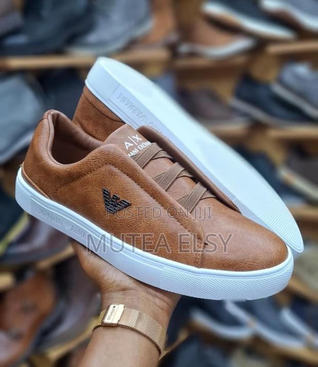 White,Beige Brawn Emporio Armani Men Sneakers - thumbnail 3