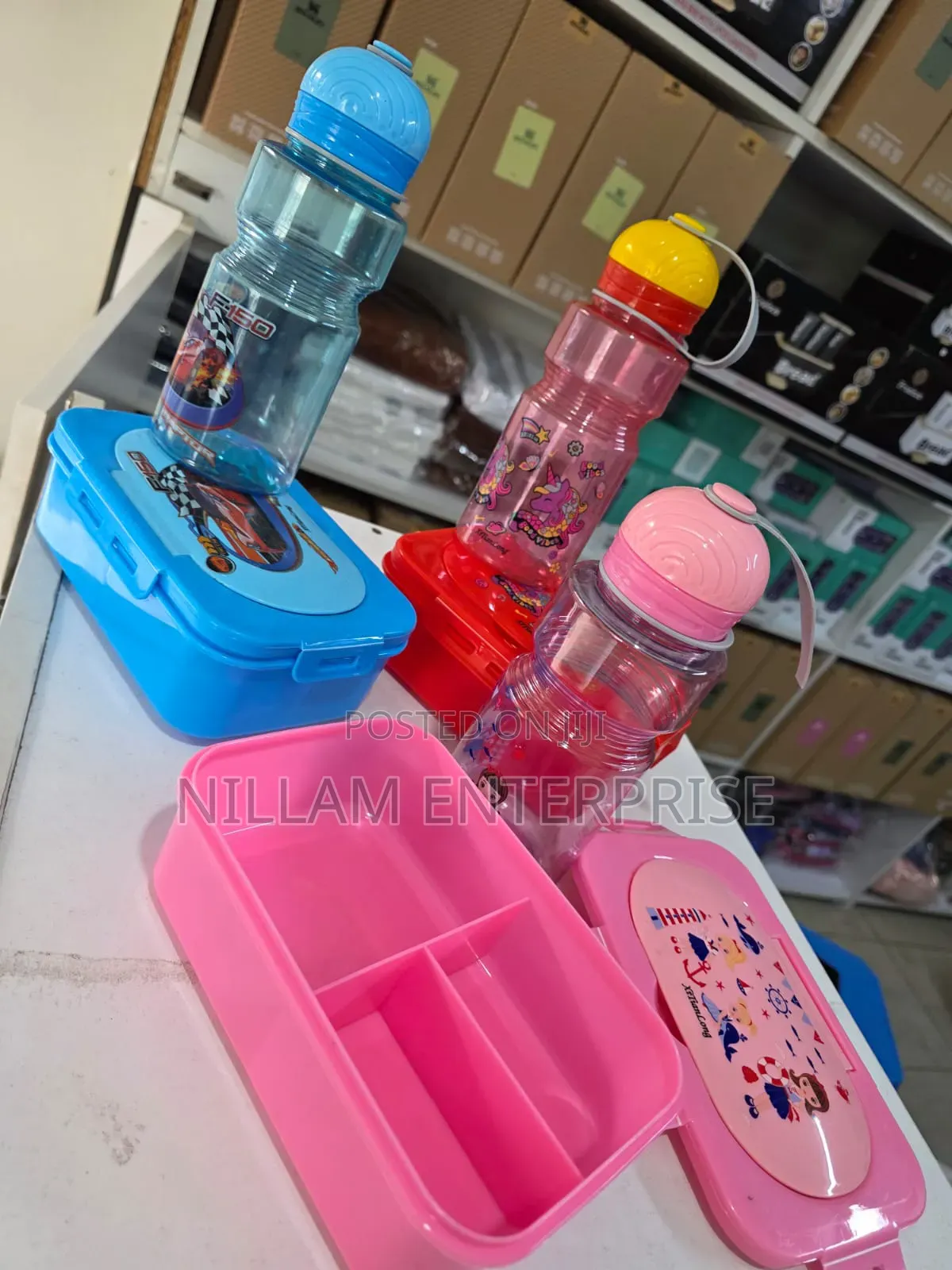 2pcs Cartoon Themed Kids Lunch Box With Water Bottle